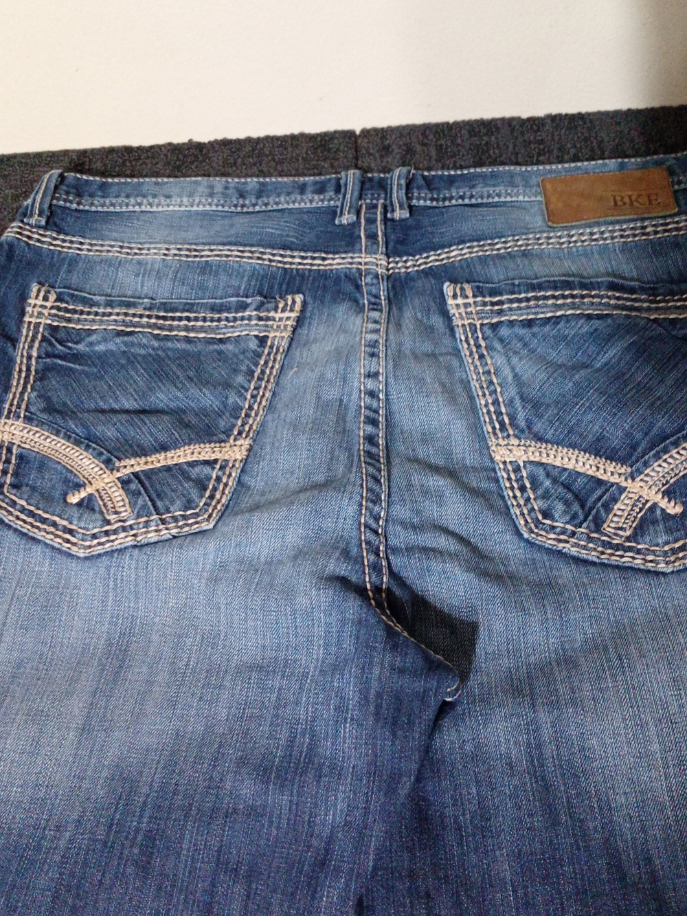 BKE Men's Blue Bootcut Jeans with Contrast Stitching